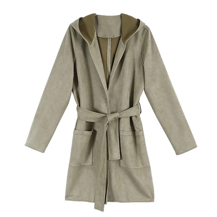 Semišový kabát s páskem